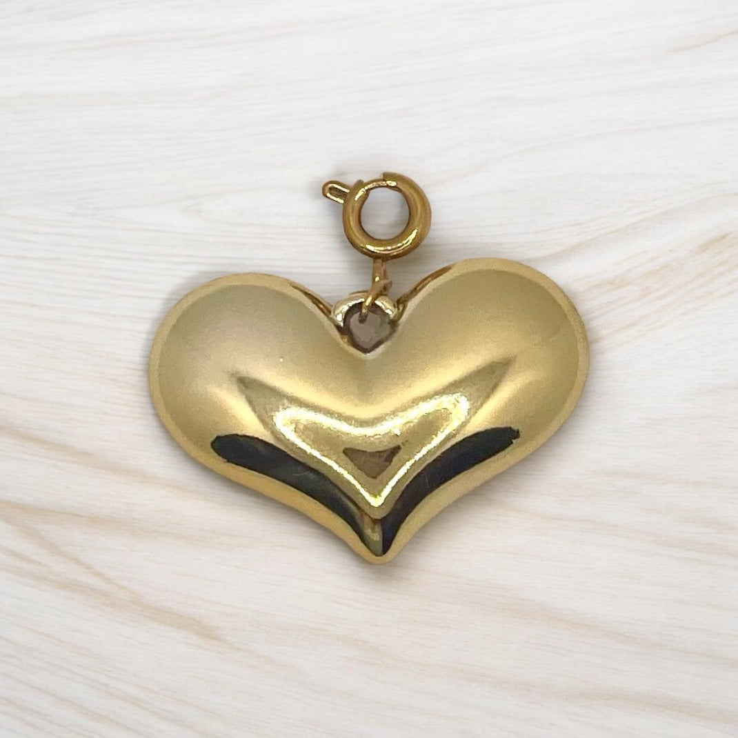 Puffy Gold Heart Charm