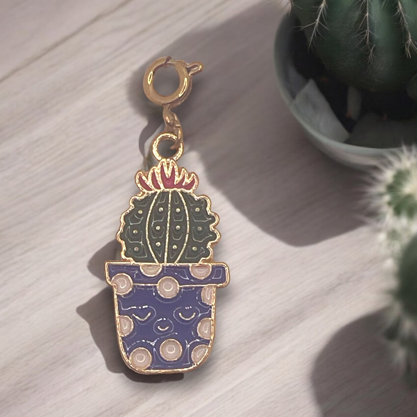 Polka Dot Pot Cactus Charm