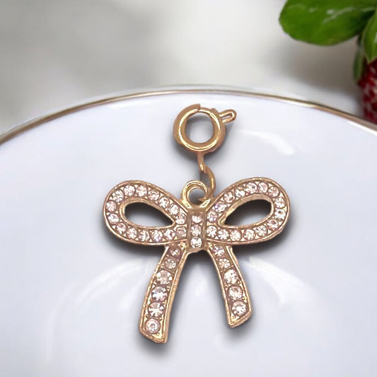 Rhinestone Bow Charm