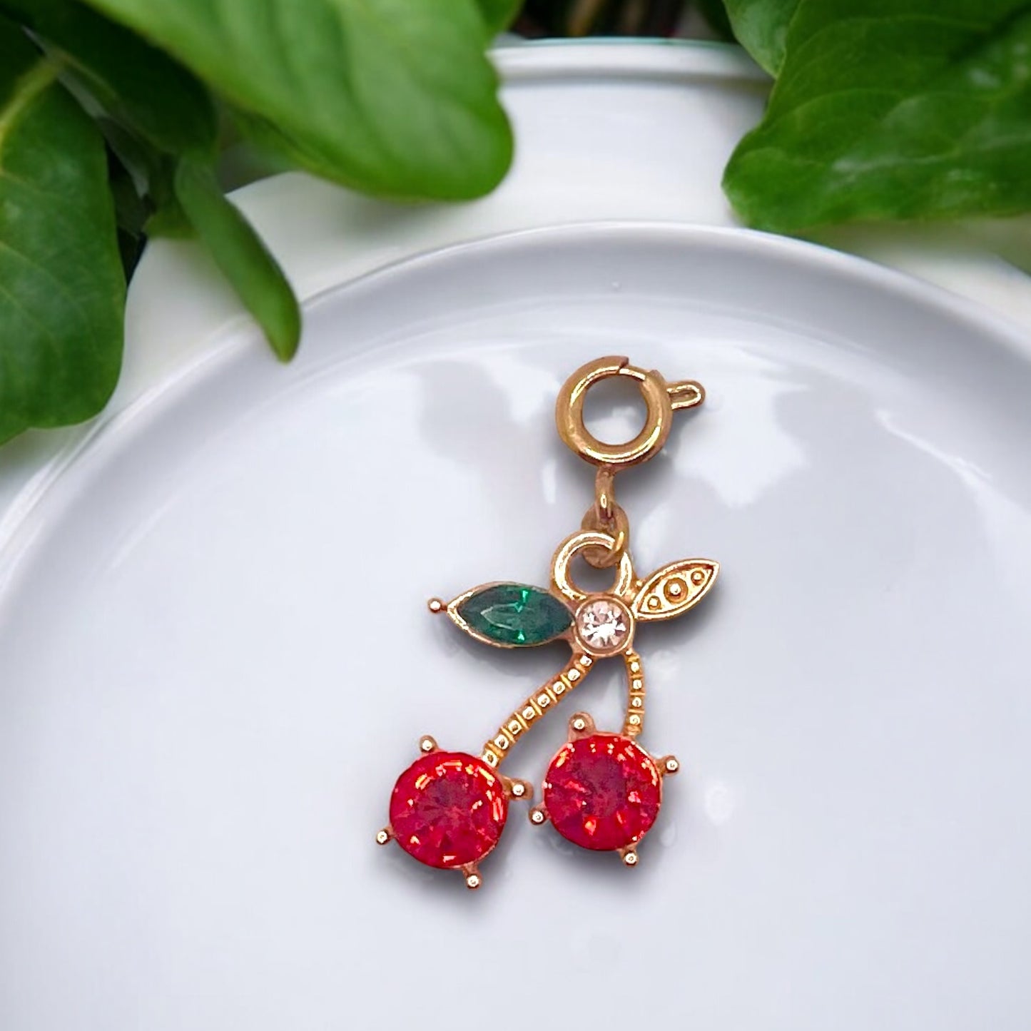 Crystal Red Cherry Charm