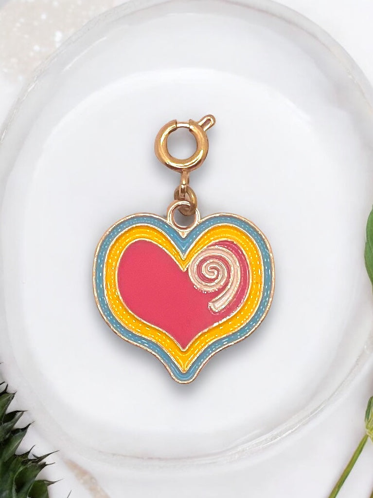 Blue Border Heart Charm