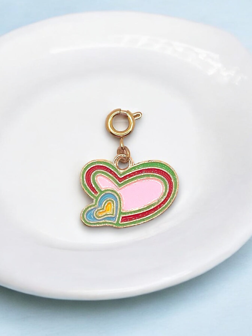 Green Border Heart Charm