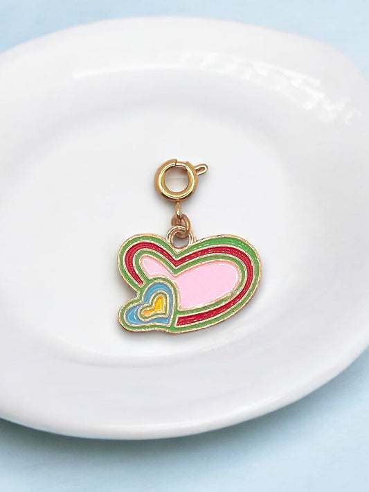 Green Border Heart Charm