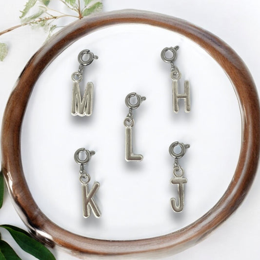 Silver Block Letter Monogram Charm