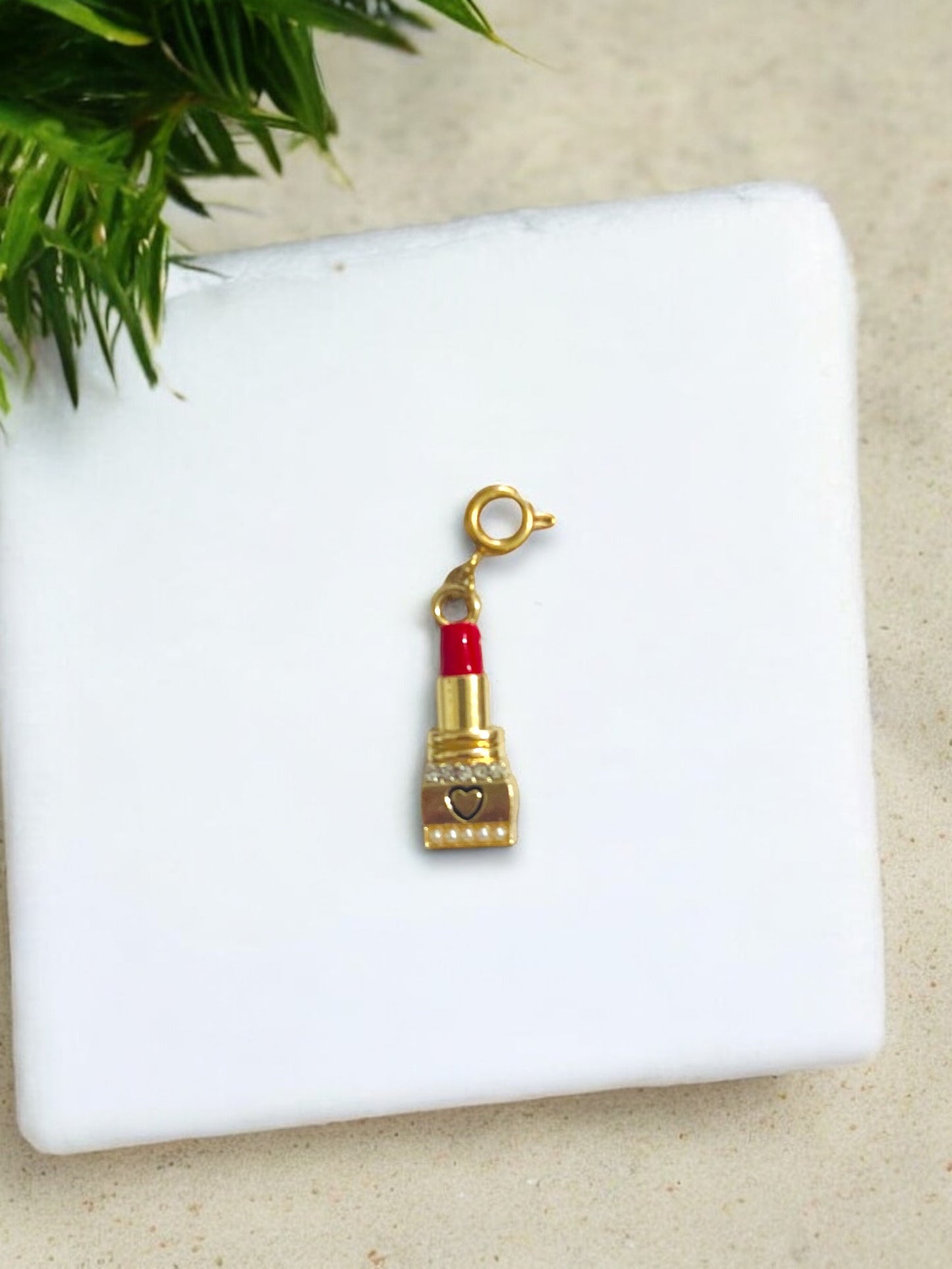 Gold Lipstick Charm