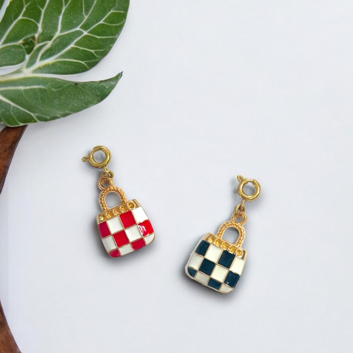 Checkered Purse Charm