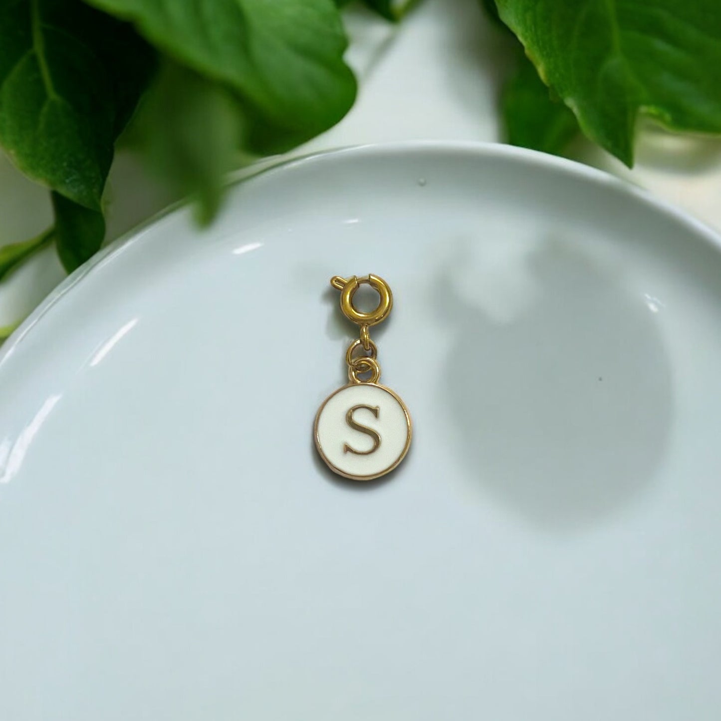 White Circle Letter Charms