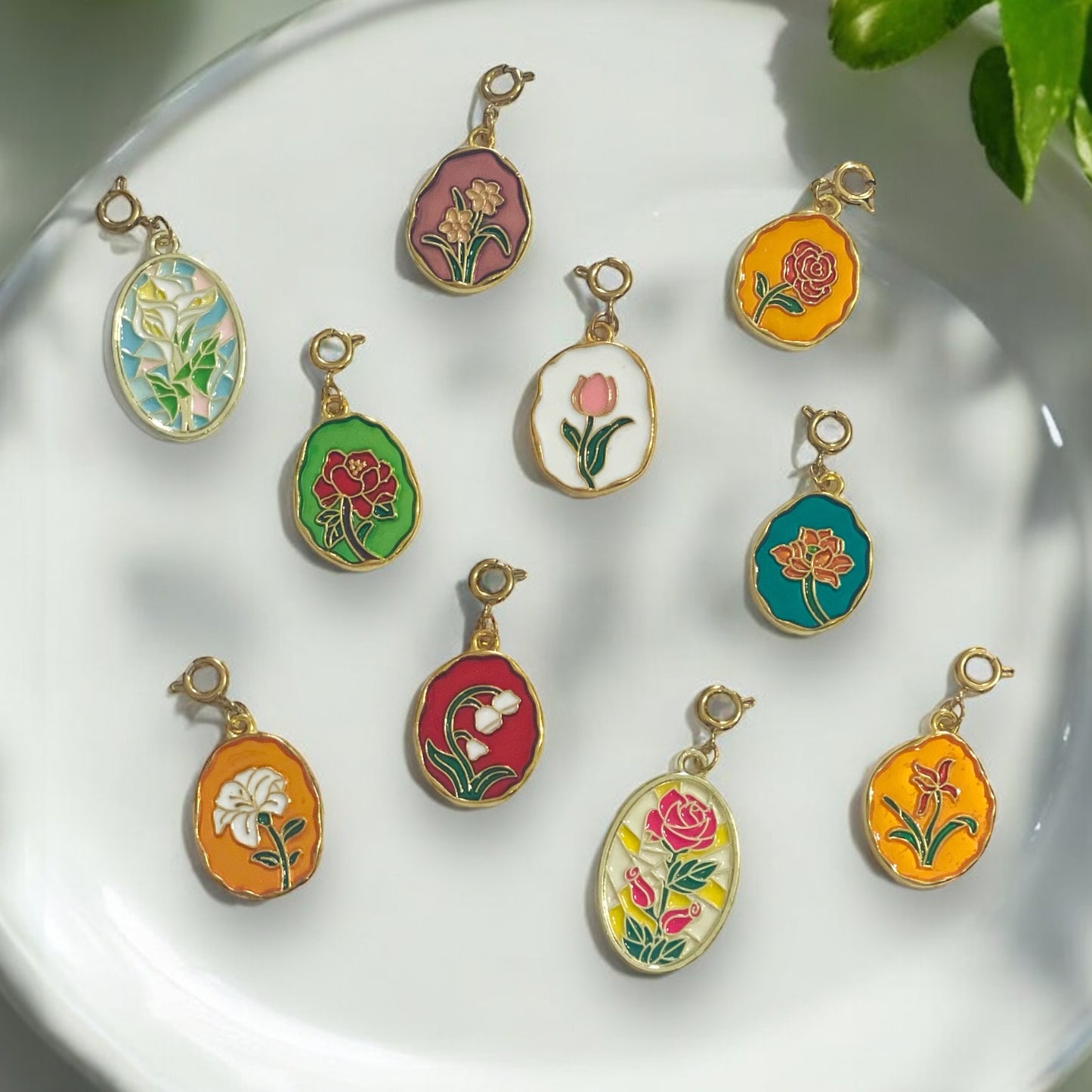 Stained Glass Flower Charms