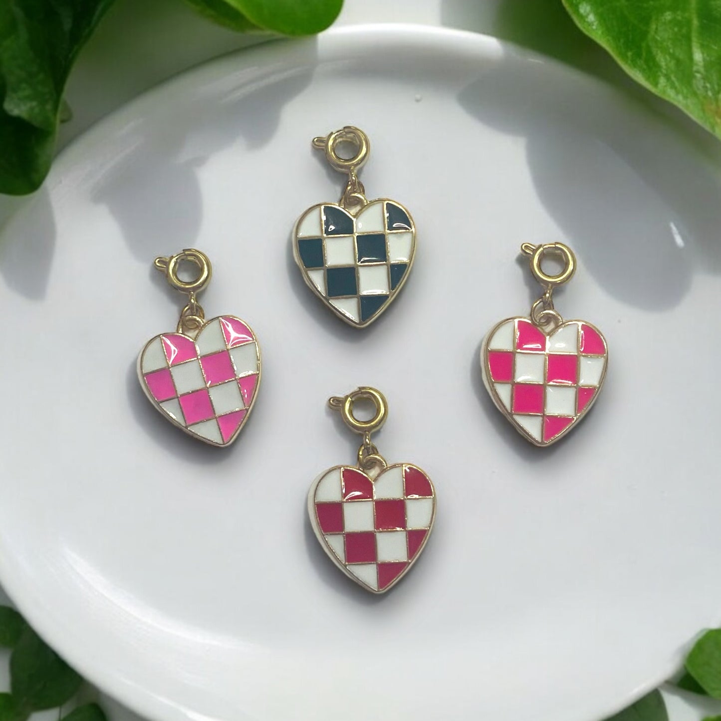 Checkered Heart Charms