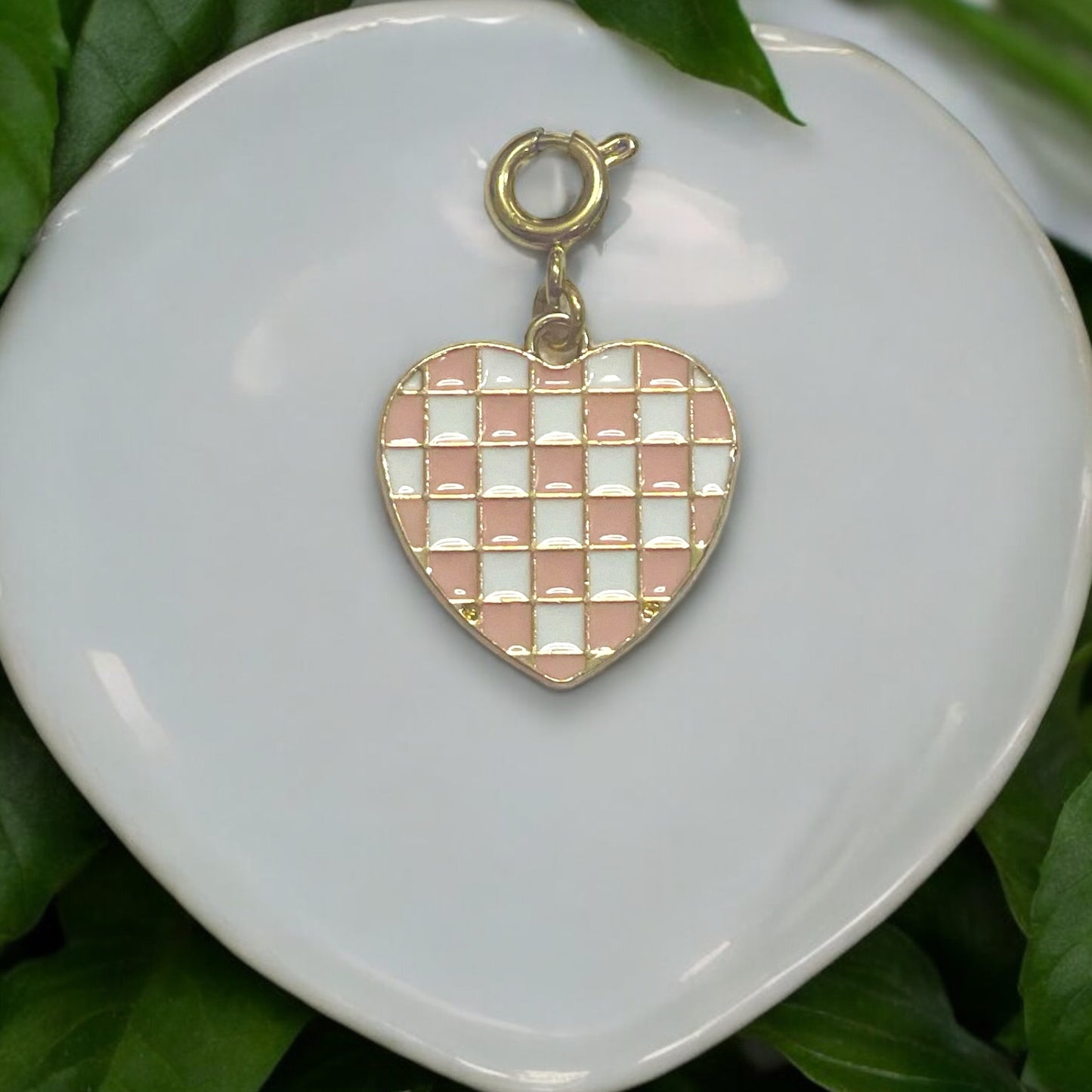 Tiny Checkers Heart Charm