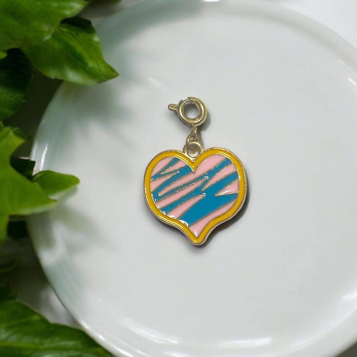 Blue Streaks Heart Charm