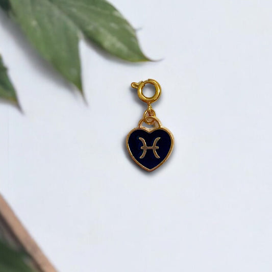 Black Astrological Heart Charm