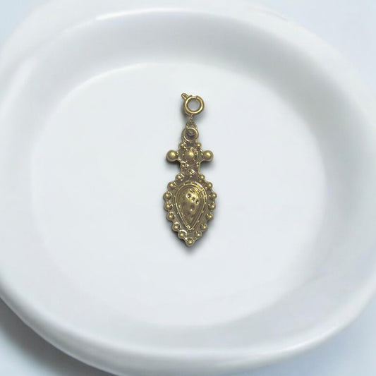 Matte Gold Hammered Pendant Charm